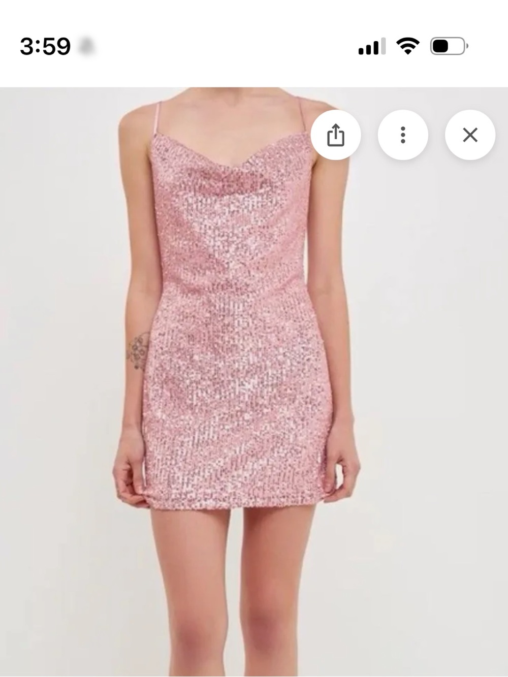 Endless Rose Cowl Neck Strappy Back Pink Sequin Dress